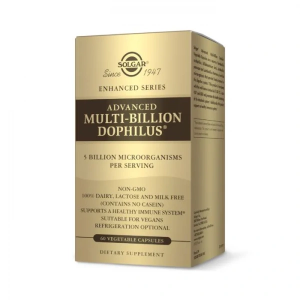 SOLGAR Advanced Multi-Billion Dophilus (Probiotyk, Układ pokarmowy) 60 Kapsułek roślinnych