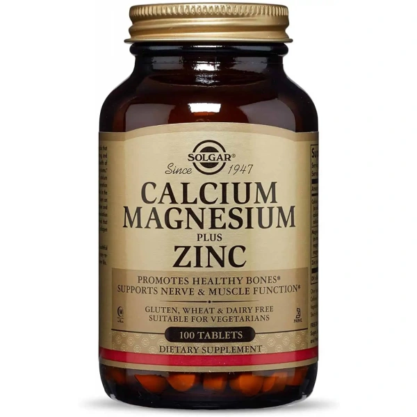 SOLGAR Calcium Magnesium plus Zinc (Wapń, Magnez i Cynk) 100 Tabletek