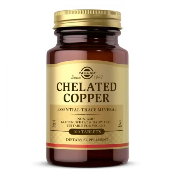 SOLGAR Chelated Copper (Miedź chelatowana) 100 Tabletek wegańskich