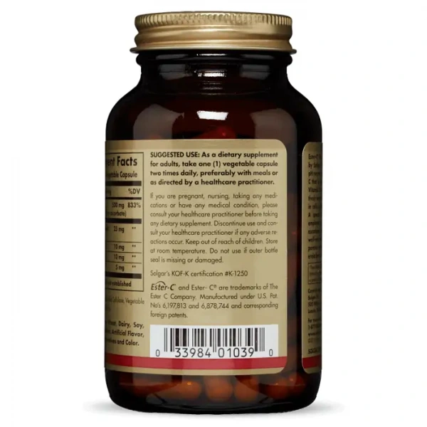 SOLGAR Ester-C Plus (Vitamin C, Immunity) 500mg 100 Vegetarian Capsules