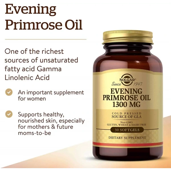 SOLGAR Evening Primrose Oil 1300 mg (Evening Primrose Oil) 30 Gel capsules