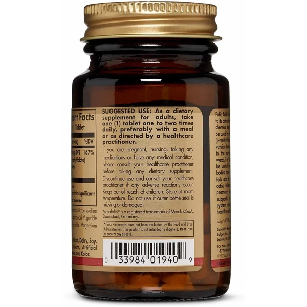 SOLGAR Folian (Metafolin) 400mcg 50 Tabletek wegetarianskich