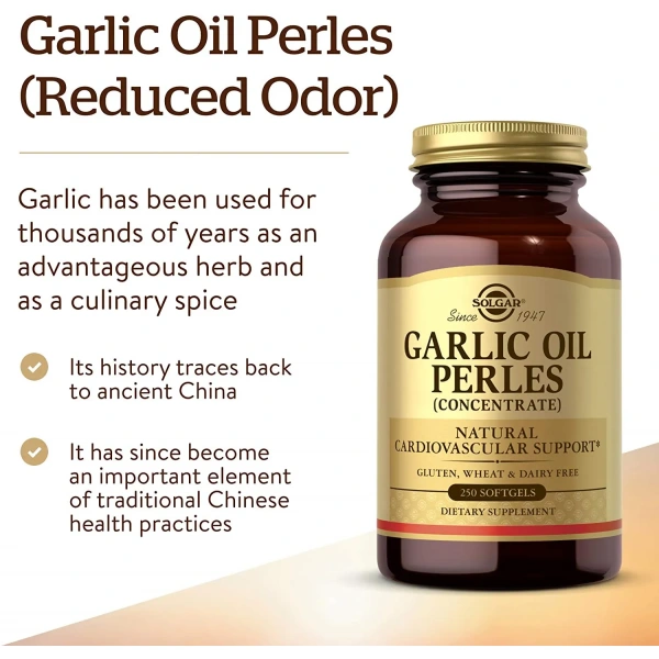 SOLGAR Garlic Oil Perles (Ekstrakt z czosnku) 250 Kapsułek żelowych