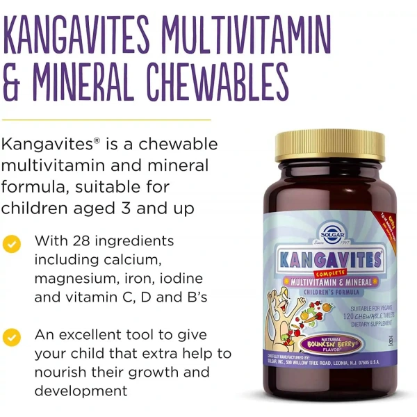 SOLGAR Kangavites Multivitamin & Mineral 60 Pastylek do ssania