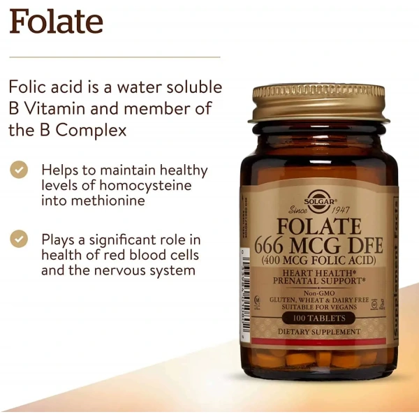 SOLGAR Folic acid 400mcg 100 tablets