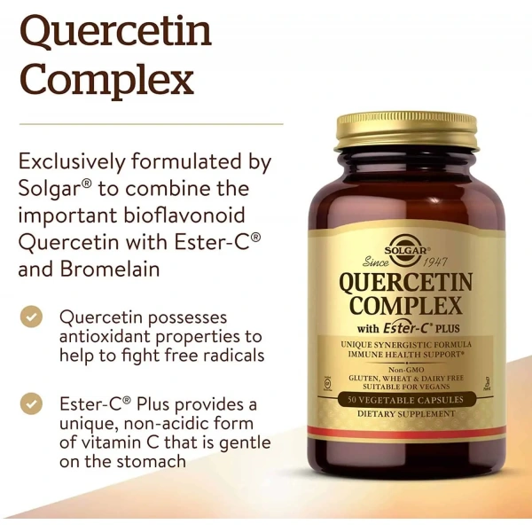 SOLGAR Quercetin Complex with Ester C Plus 50 Vegetable Capsules