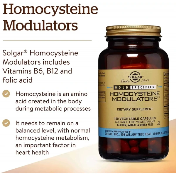 SOLGAR Homocysteine Modulators - 120 vegetarian capsules