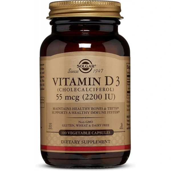 SOLGAR Natural Vitamin D3 2000IU (Cholekalcyferol) 55mcg 100 Kapsułek wegetariańskich
