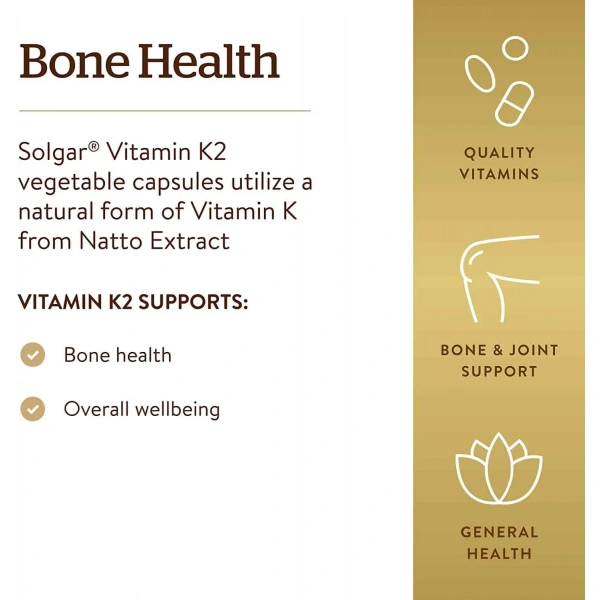 SOLGAR Naturally Sourced Vitamin K2 100mcg (Witamina K2) 50 Kapsułek wegetariańskich