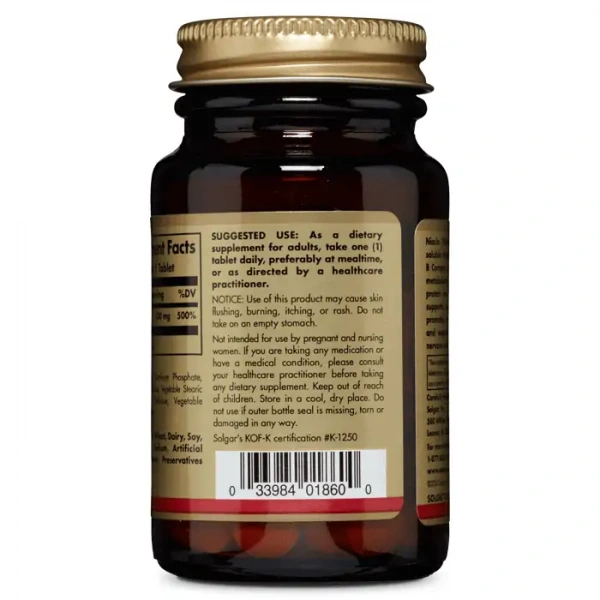 SOLGAR Niacin Vitamin B3 (Niacyna, Witamina B3) 100 Tabletek