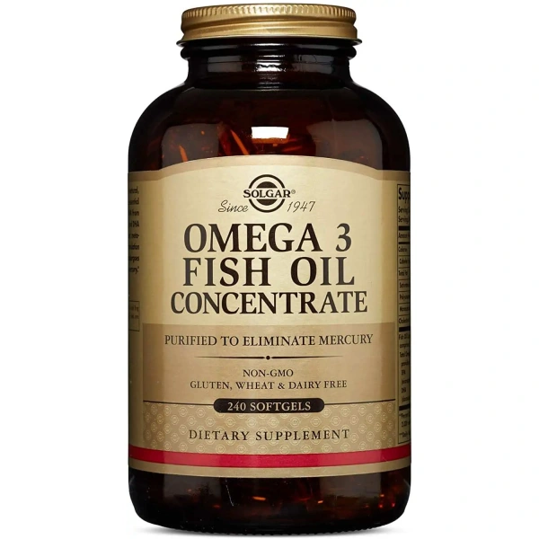 SOLGAR Omega-3 Fish Oil Concentrate (Koncentrat oleju z ryb, Omega-3, EPA,DHA) 1000mg 240 Kapsułek żelowych