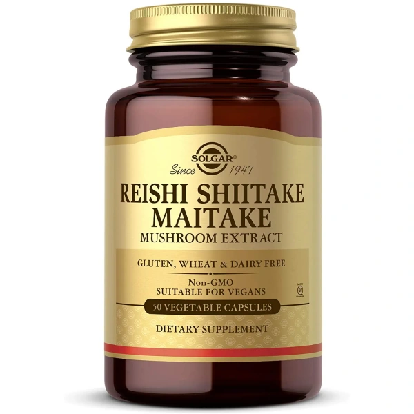 SOLGAR Reishi Shiitake Maitake Mushroom Extract (Adaptogen Complex) 50 Capsules
