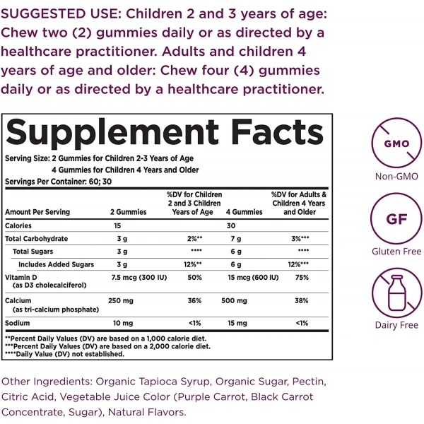 SOLGAR U-Cubes ™ Calcium for children with D3 gummies (Calcium with vitamin D3 for children) 60 Gummies