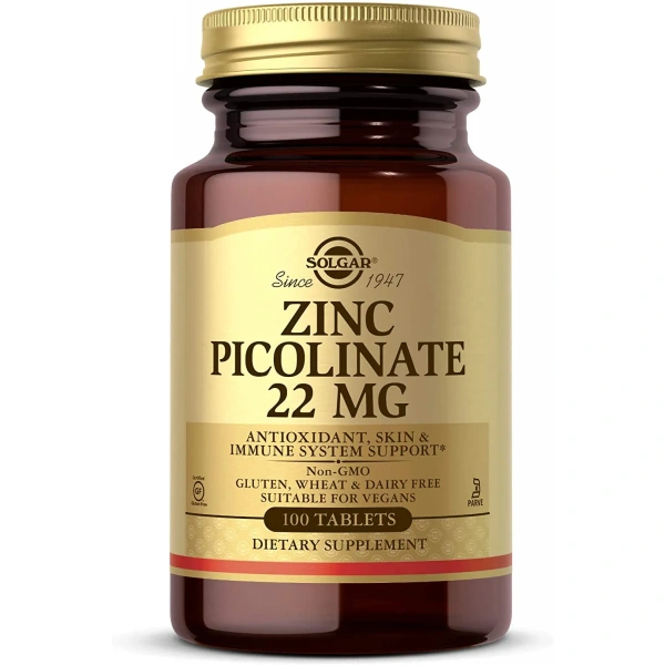 SOLGAR Zinc Picolinate 22mg (Pikolinian Cynku) 100 Tabletek