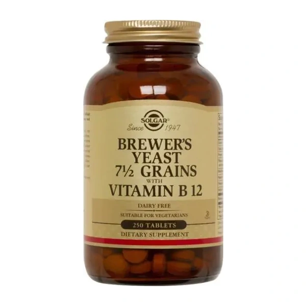 SOLGAR Brewer's Yeast 7 1/2 Grains with Vitamin B12 - 250 vegetarian Tablets