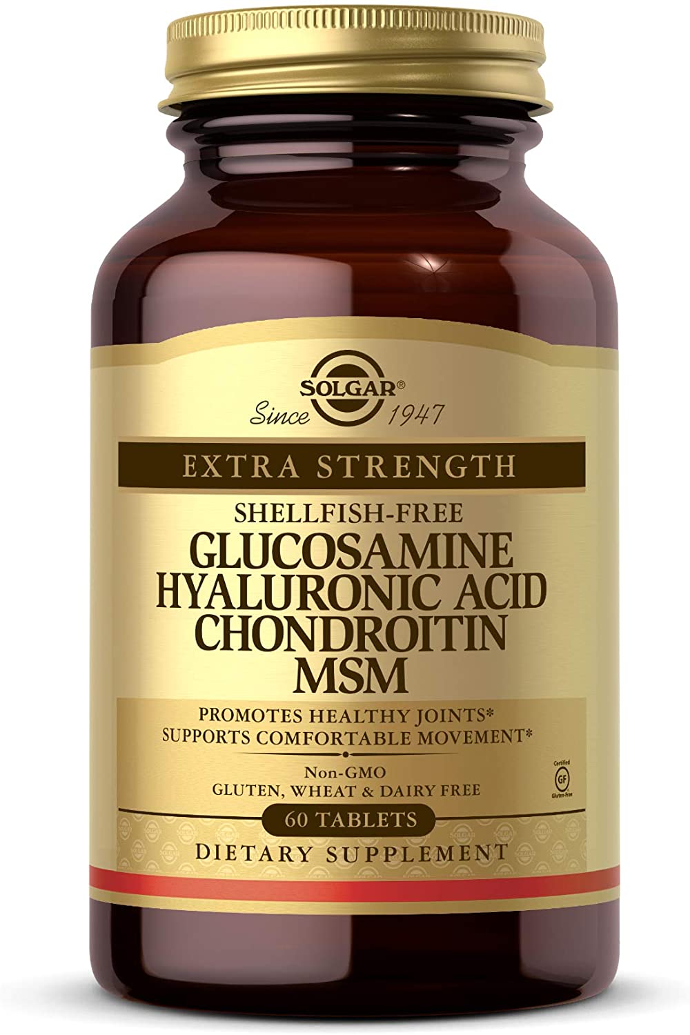 SOLGAR Glucosamine Hyaluronic Acid Chondroitin MSM (Wsparcie funkcji chrząstek i stawów) 60 Tabletek