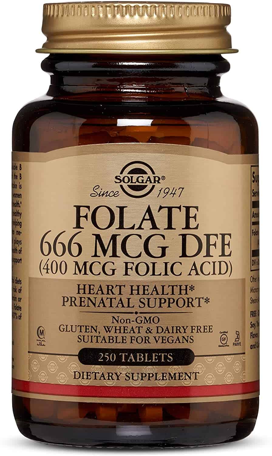 SOLGAR Folian (Kwas Foliowy Metafolin) 400mcg 250 Tabletek wegetariańskich
