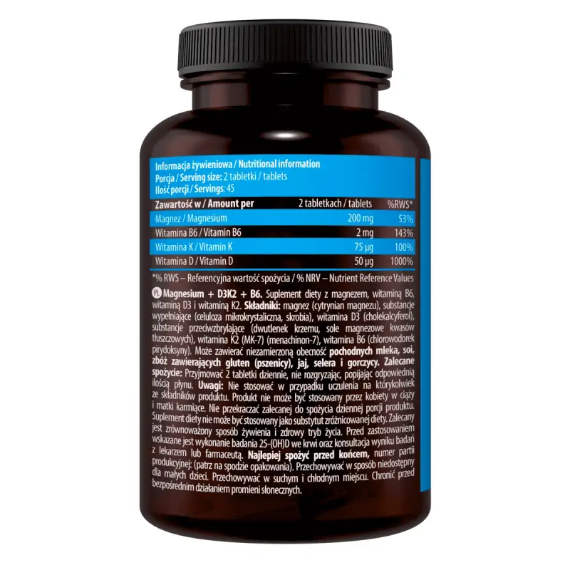Essence Nutrition Magnesium+D3K2+B6 200mg 90 Tabletten Vitamin D3 2000iu 