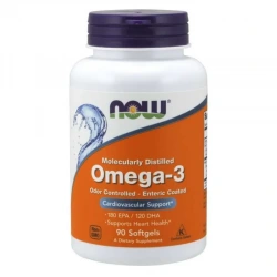NOW FOODS Omega-3 Destylowany molekularnie (EPA, DHA) 90 Kapsułek żelowych