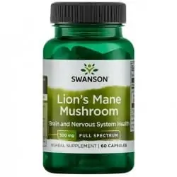 SWANSON Lion's Mane Mushroom (Soplówka Jeżowata) Zdrowie Mózgu i Układu Nerwowego 500mg - 60 kapsułek