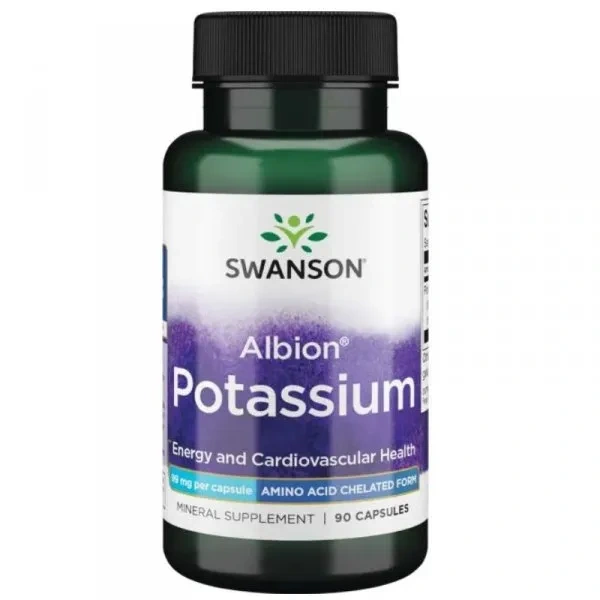 SWANSON Albion Potassium (Potas, Energia i zdrowie układu krążenia) 90 Kapsułek