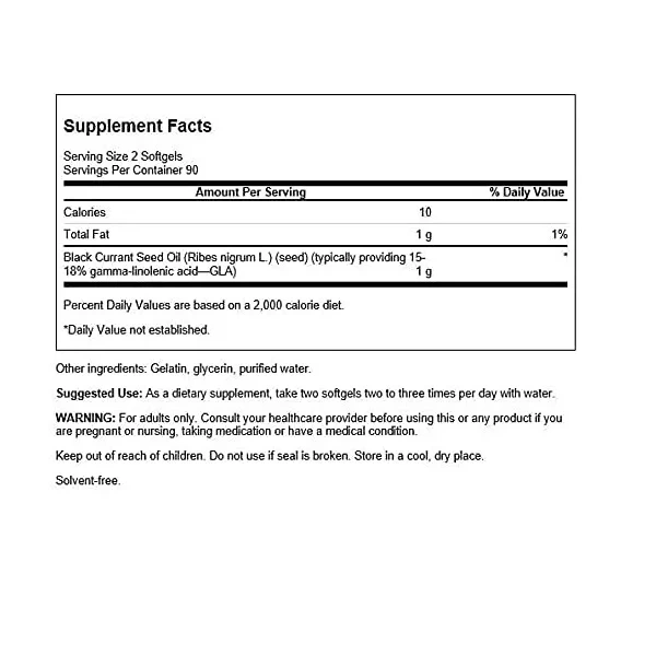 SWANSON Black Currant Seed Oil (Czarna porzeczka) 180 Kapsułek żelowych