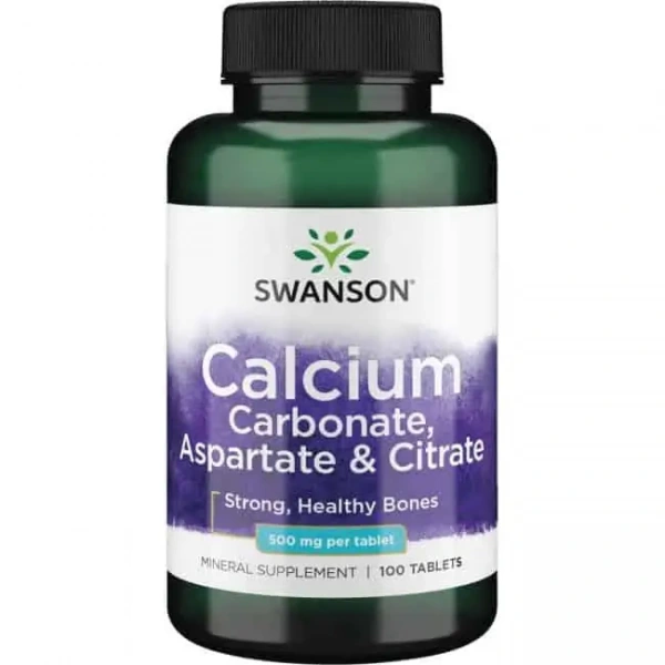 SWANSON Calcium Carbonate, Aspartate & Citrate (Wapń, Kości) 100 Tabletek
