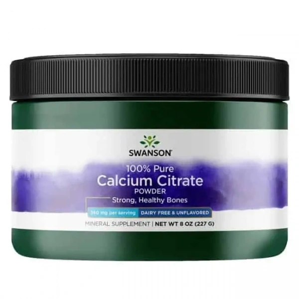 SWANSON Calcium Citrate Powder (Cytrynian wapnia, Wsparcie kości) 227g