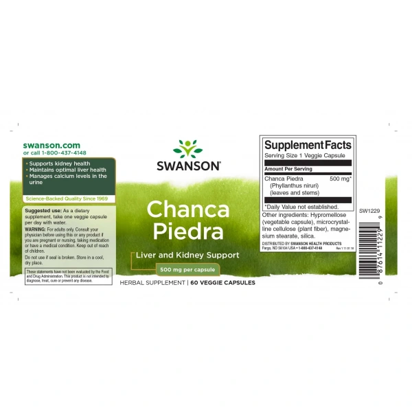 SWANSON Chanca Piedra Phyllanthus Niruri 60 Kapsułek wegetariańskich