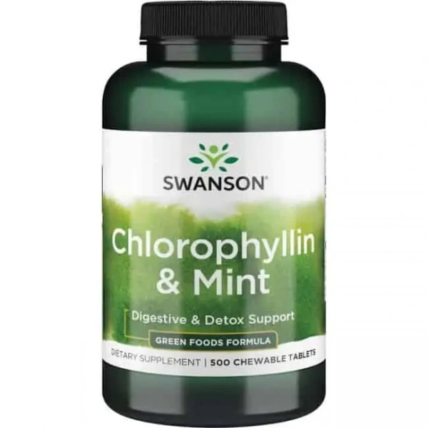 SWANSON Chlorophyllin & Mint (Antyoksydacja) 500 Tabletek do żucia
