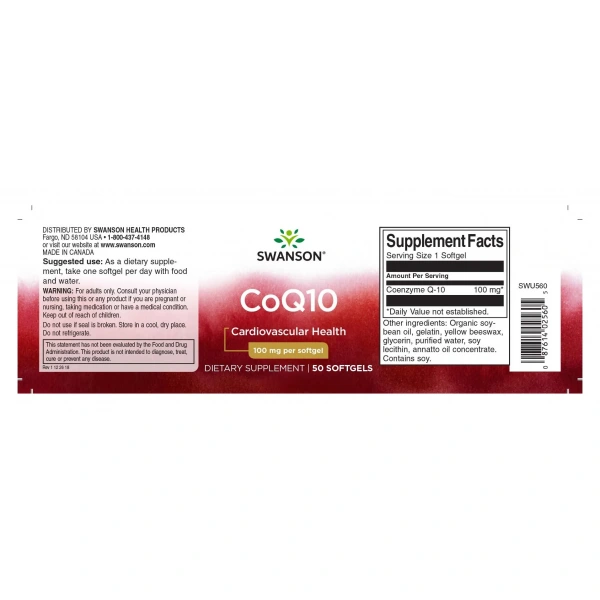 SWANSON CoQ10 100mg (Coenzyme Q10) 50 Gel capsules