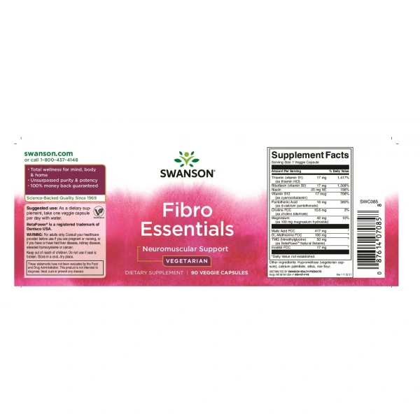 SWANSON Fibro Essentials (Funkcje nerwowo-mięśniowe) 90 Kapsułek wegetariańskich