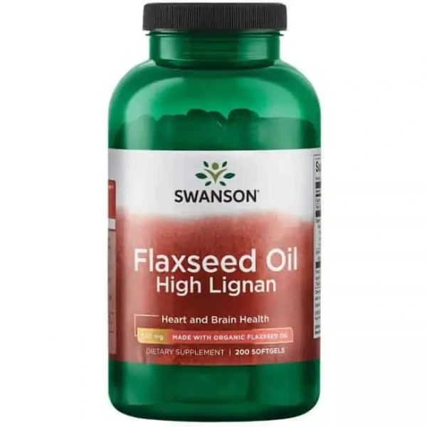 SWANSON Flaxseed Oil High Lignan (Omega-3, Układ krążenia) 200 Kapsułek żelowych