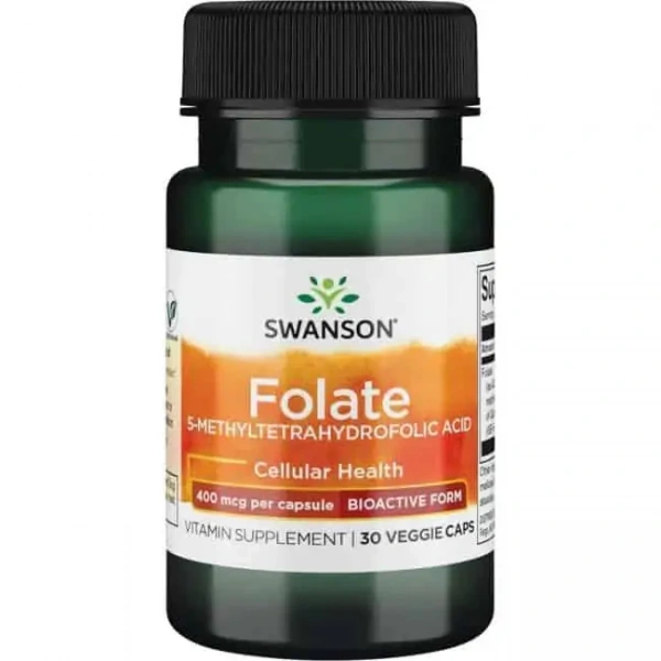 SWANSON Folate 5-Methyltetrahydrofolic Acid (Kwas Foliowy) 400mcg 30 Kapsułek wegetariańskich