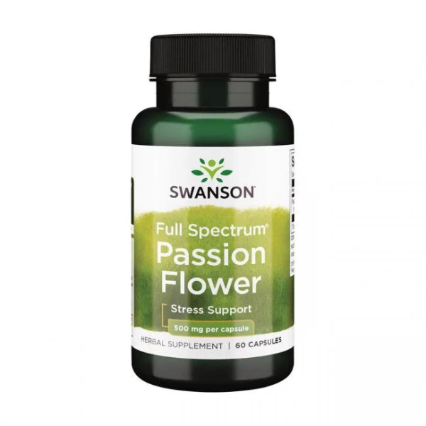 SWANSON Full-Spectrum Passion Flower 500mg (Stress Support) 60 Capsules