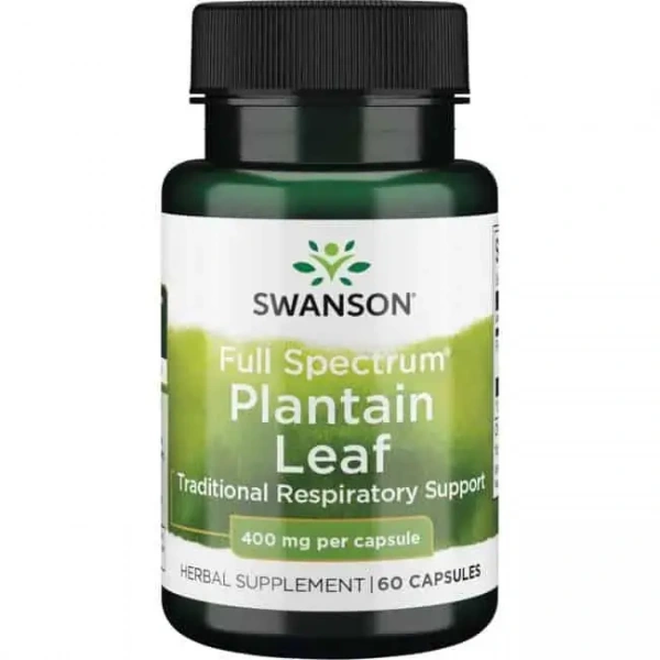 SWANSON Full Spectrum Plantain (Leaf) Plantago Major (Układ oddechowy) 60 Kapsułek