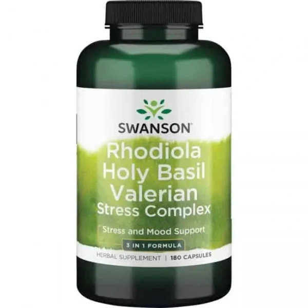 SWANSON Full Spectrum Rhodiola Holy Basil Valerian Stress Complex 180 Capsules
