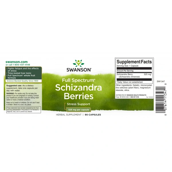 SWANSON Full Spectrum Schizandra Berries (Regeneracja wątroby) 90 Kapsułek