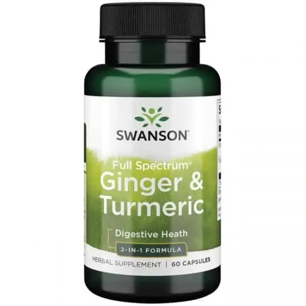 SWANSON Ginger & Turmeric (Ginger, Turmeric, Stomach Support) 60 Capsules