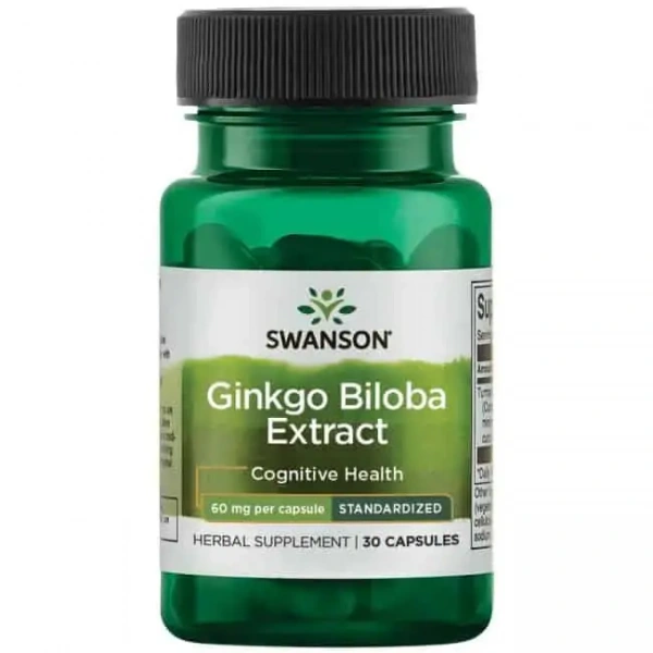 SWANSON Ginkgo Biloba Extract 60mg (Memory, Cognitive Health) 30 Capsules