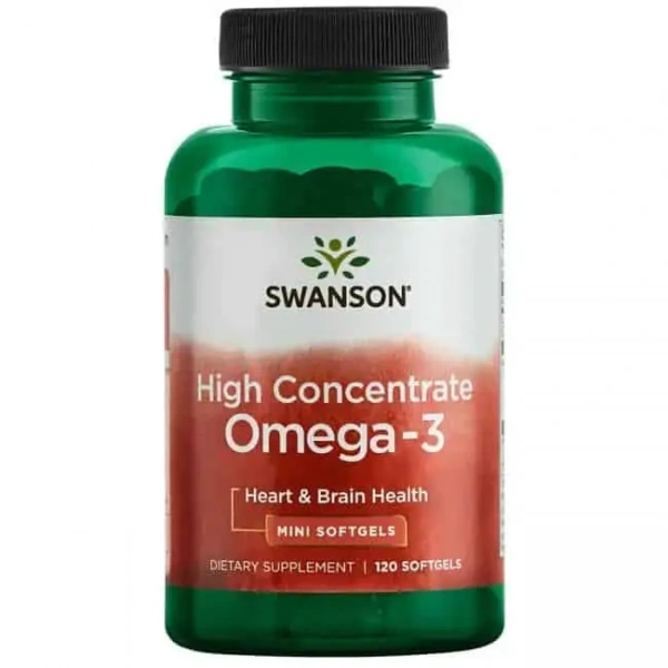 SWANSON High Concentrate Omega-3 (Zdrowie Mózgu i Serca) 120 Kapsułek żelowych