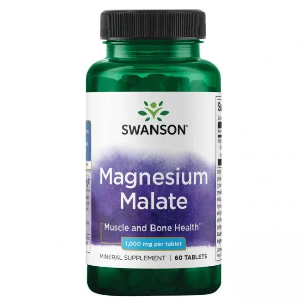 SWANSON Magnesium Malate (Jabłczan Magnezu) - 60 tabletek wegetariańskich
