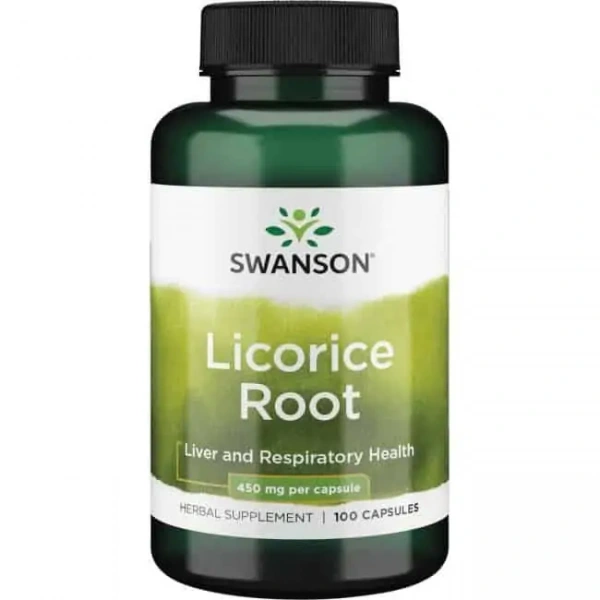 SWANSON Licorice Root (Wsparcie wątroby, Układu oddechowego i trawienia) 100 Kapsułek