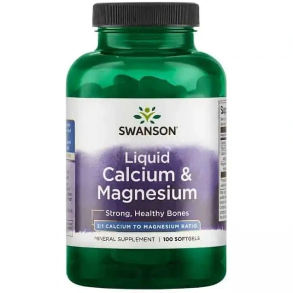 SWANSON Liquid Calcium & Magnesium (Wapń i Magnez) 100 Kapsułek żelowych