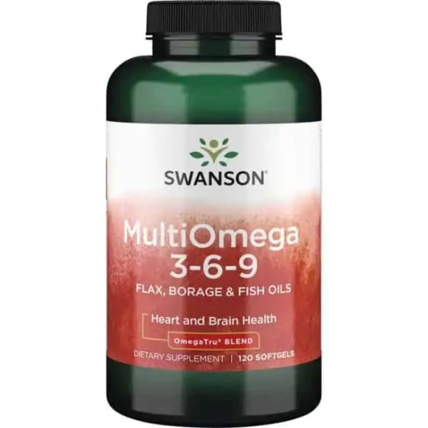SWANSON MultiOmega 3-6-9 Flax & Borage & Fish Oils (Kompleks kwasów tłuszczowych) 120 Kapsułek żelowych