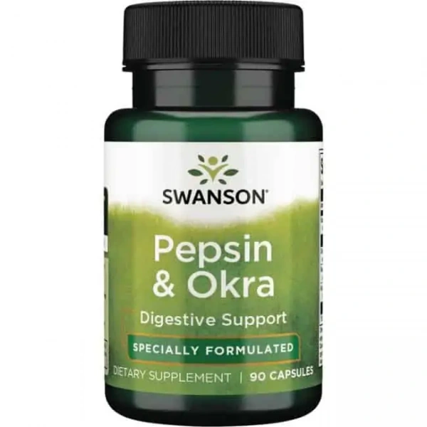 SWANSON Okra Pepsin (Pepsin, Digestive Support) 90 Capsules