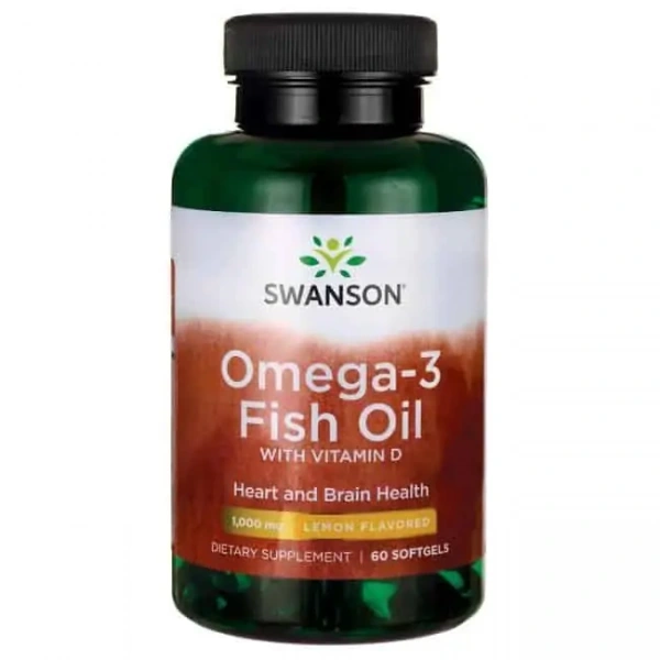 SWANSON Omega-3 Fish Oil with Vitamin D 60 Softgel