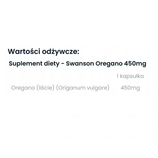 SWANSON Oregano 450mg - 90 kapsułek