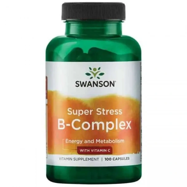 SWANSON Super Stress B-Complex with Vitamin C (Lowers stress) 100 capsules