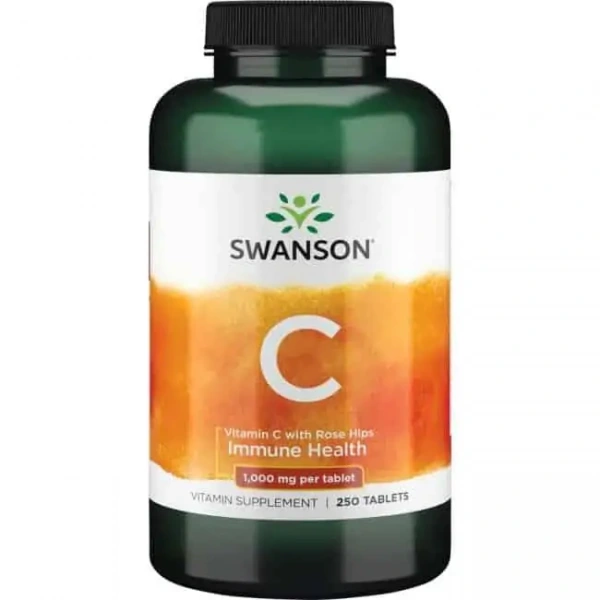 SWANSON Vitamin C with Rose Hips 1000mg (Vitamin C with Rosehip Extract) 250 Tablets